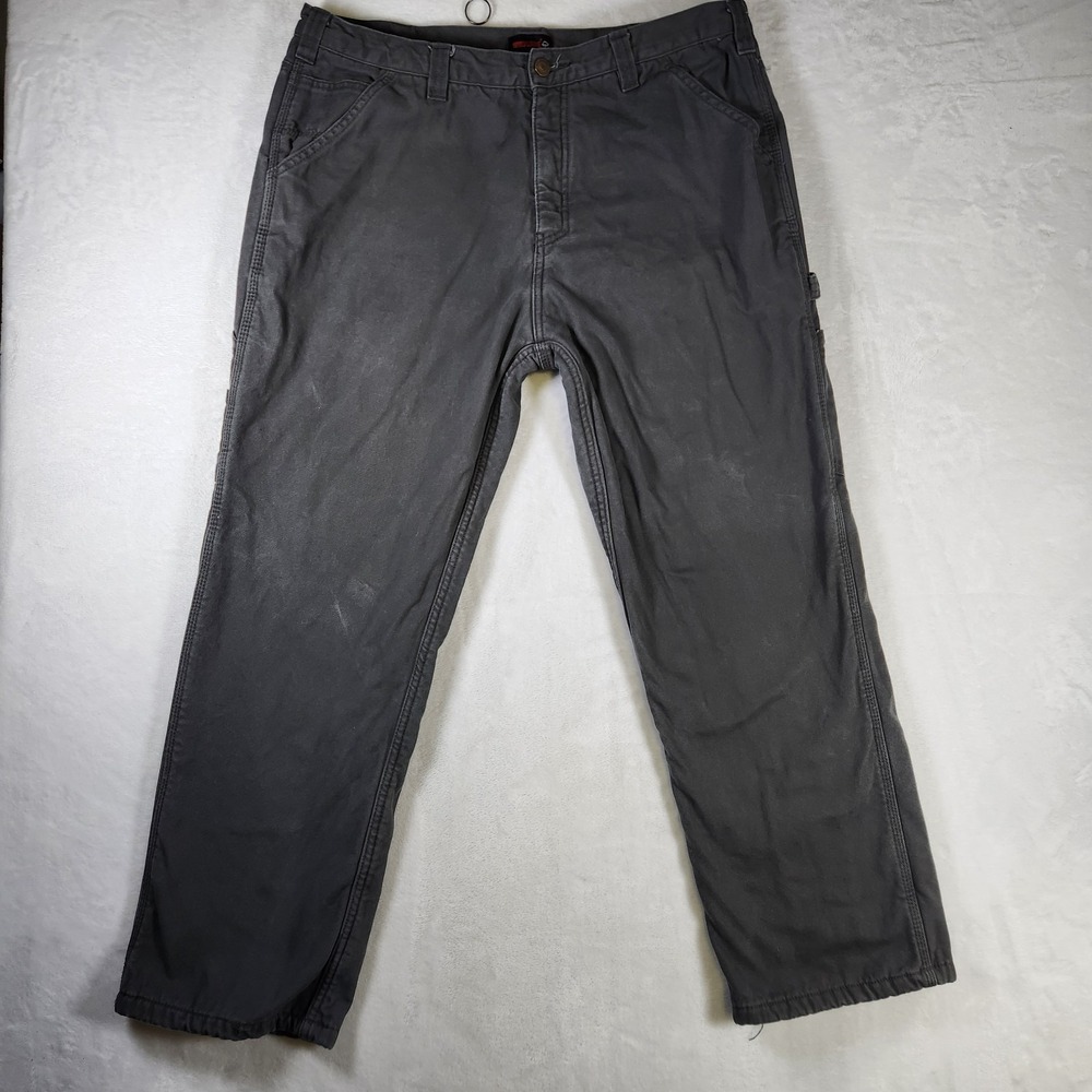 Wolverine Fleece Lined Canvas‎ Work Pants Men's 38x30 Gray Utility